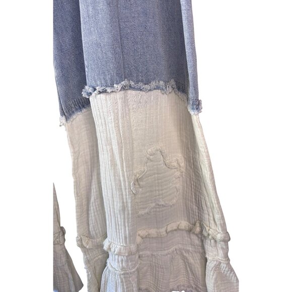 POL Light Wash Denim Patchwork Wide Leg Pants Small New - Picture 5 of 15